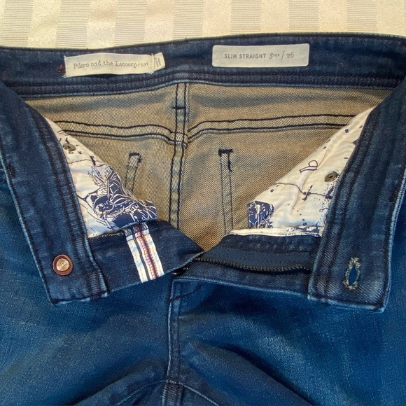 Pilcro and the Letterpress Slim Straight Jeans Stretch Blue Denim Sz 26 - Picture 11 of 16